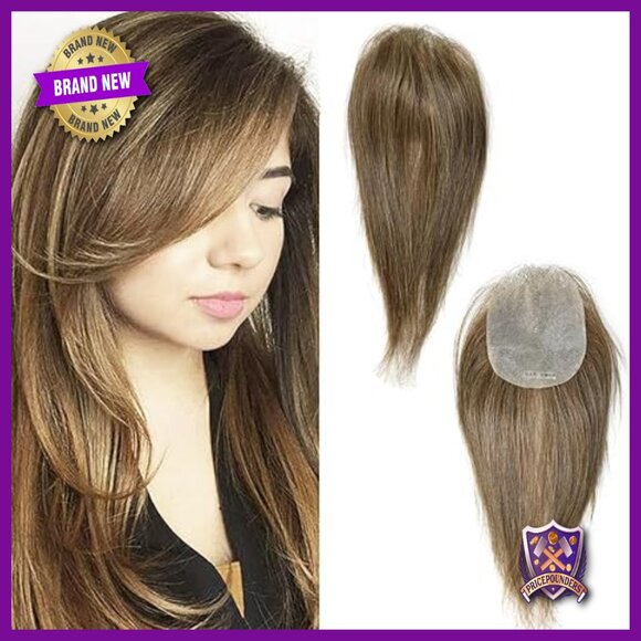 Human Hair Toupee Hairpiece 6x8cm PU Skin Base for Hair Loss Volume